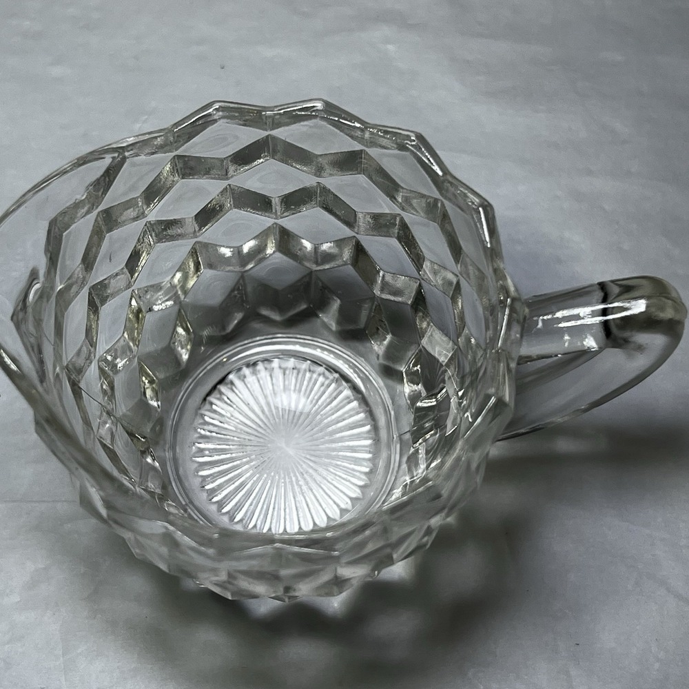 Vintage Jeanette Clear Depression Glass Creamer Cube Cubist,  3" high 5oz‎ - Picture 2 of 4